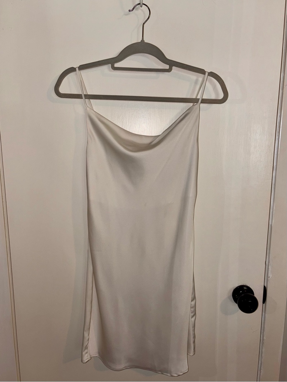 Urban Outfitters Cream Satin Slip Dress with Cowl Neck